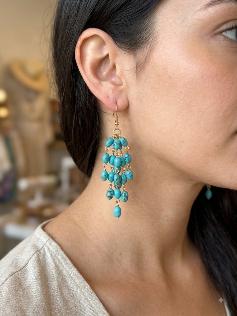 NWT Plunder Turquoise Beaded Dangle Earrings